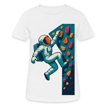 Bouldern Astronaut schweben leicht klettern Gesche - Frauen T-Shirt atmungsaktiv - Weiß - Vorne - AI Model Female 172 dark (172cm)