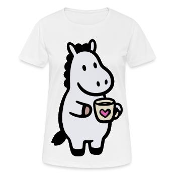 HerzHippo Kaffee Begleiter - Frauen T-Shirt atmungsaktiv - Weiß - Vorne - AI Model Female 172 dark (172cm)