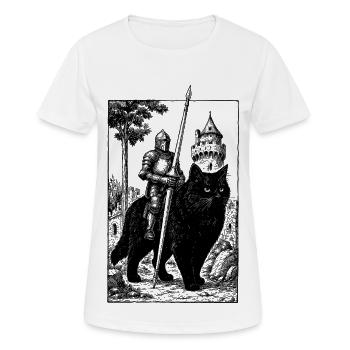 Ritter auf Katze - Frauen T-Shirt atmungsaktiv - Weiß - Vorne - AI Model Female 172 dark (172cm)