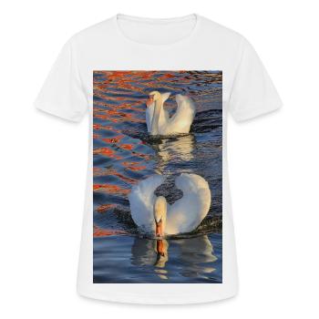 Schwäne im Farbspiel - Frauen T-Shirt atmungsaktiv - Weiß - Vorne - AI Model Female 172 dark (172cm)