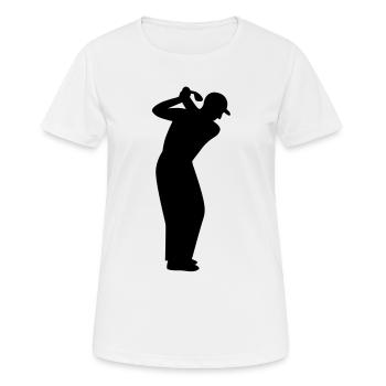 Golfer beim Abschlag - Frauen T-Shirt atmungsaktiv - Weiß - Vorne - AI Model Female 172 dark (172cm)