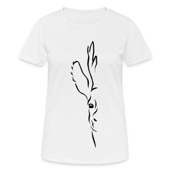 Rehbock Halb-Portrait schwarz - Frauen T-Shirt atmungsaktiv - Weiß - Vorne - AI Model Female 172 dark (172cm)