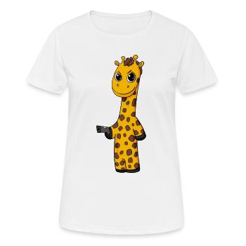 Girafe avec pistolet - T-shirt respirant Femme - blanc - Devant - AI Model Female 172 dark (172cm)