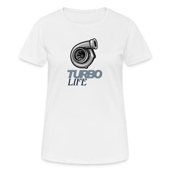 Turbo Life – Haut de vie rapide - T-shirt respirant Femme - blanc - Devant - AI Model Female 172 dark (172cm)