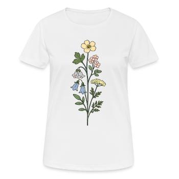 Vintage Botanical Flower Illustration - Women's Breathable T-Shirt - white - Front - AI Model Female 172 dark (172cm)