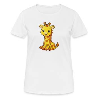 Kuschelige Giraffenfreude - Frauen T-Shirt atmungsaktiv - Weiß - Vorne - AI Model Female 172 dark (172cm)