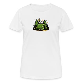 Nächtliches Zeltlager im Wald - Frauen T-Shirt atmungsaktiv - Weiß - Vorne - AI Model Female 172 dark (172cm)