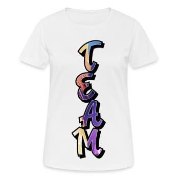 Team - Frauen T-Shirt atmungsaktiv - Weiß - Vorne - AI Model Female 172 dark (172cm)