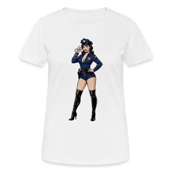 Policier pin-up - T-shirt respirant Femme - blanc - Devant - AI Model Female 172 dark (172cm)