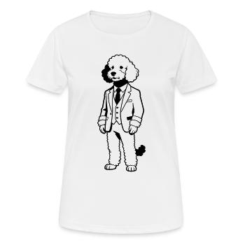 Chien gribouillant en costume - T-shirt respirant Femme - blanc - Devant - AI Model Female 172 dark (172cm)