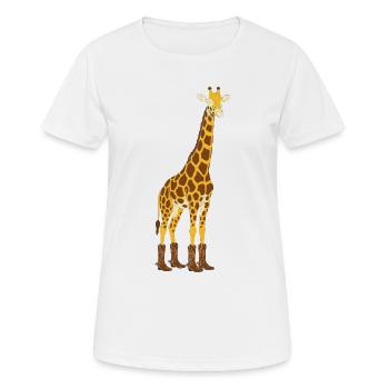 Giraffe mit Stiefel-Statement - Frauen T-Shirt atmungsaktiv - Weiß - Vorne - AI Model Female 172 dark (172cm)