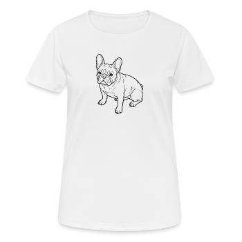 Skizze der französischen Bulldoggen-Linienzeichnung - Frauen T-Shirt atmungsaktiv - Weiß - Vorne - AI Model Female 172 dark (172cm)
