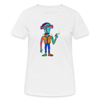 Créature cubiste colorée avec une cigarette - T-shirt respirant Femme - blanc - Devant - AI Model Female 172 dark (172cm)