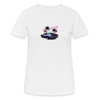 Retro-Neon-Autos und Palmen - Frauen T-Shirt atmungsaktiv - Weiß - Vorne - AI Model Female 172 dark (172cm)