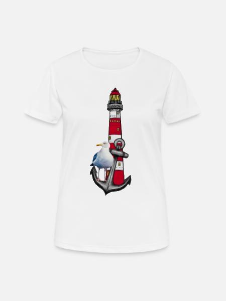 Leuchtturm Strandvogel Grafik Anker - Frauen T-Shirt atmungsaktiv - Weiß