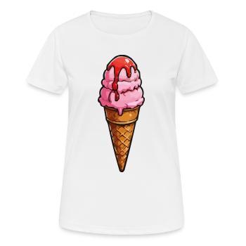 Cartoon Eiscreme Rosa Kugeln Sirup - Frauen T-Shirt atmungsaktiv - Weiß - Vorne - AI Model Female 172 dark (172cm)