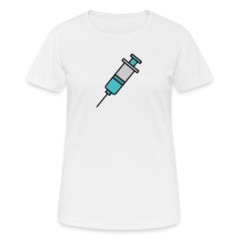 Spritze | Pro Impfung & Wissenschaft Statement - Frauen T-Shirt atmungsaktiv - Weiß - Vorne - AI Model Female 172 dark (172cm)