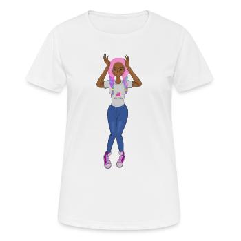 Fille noire tresses roses, cheveux afro mignonne - T-shirt respirant Femme - blanc - Devant - AI Model Female 172 dark (172cm)