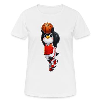 Cute Penguin Basketball Player Cartoon Sportsman - Women's Breathable T-Shirt - white - Front - AI Model Female 172 dark (172cm)