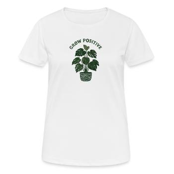 Positive Grow Monstera Pattern - Women's Breathable T-Shirt - white - Front - AI Model Female 172 dark (172cm)