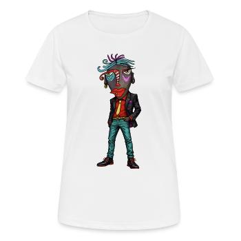 Abstract Mask Portrait Neon Colors - Women's Breathable T-Shirt - white - Front - AI Model Female 172 dark (172cm)