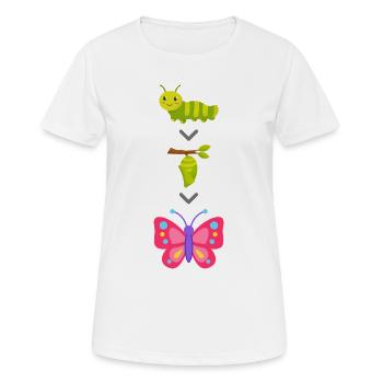 Transformation de chenille en papillon - T-shirt respirant Femme - blanc - Devant - AI Model Female 172 dark (172cm)