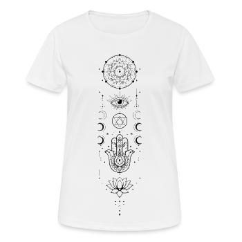 Spiritualité Géométrie Sacrée Fleur de Lotus Zen - T-shirt respirant Femme - blanc - Devant - AI Model Female 172 dark (172cm)