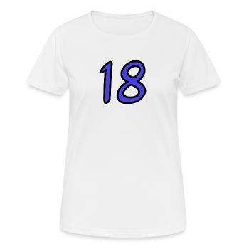 18. 18 ANS. 18e ANNIVERSAIRE. ANNIVERSAIRE 18 ANS. - T-shirt respirant Femme - blanc - Devant - AI Model Female 172 dark (172cm)