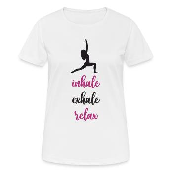 Yoga - Inspirez. Exhaler. Se détendre. - T-shirt respirant Femme - blanc - Devant - AI Model Female 172 dark (172cm)