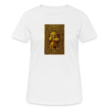 Goldener Welpe im ornamentalen Relief - Frauen T-Shirt atmungsaktiv - Weiß - Vorne - AI Model Female 172 dark (172cm)