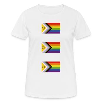 Progress Inclusive Pride Rainbow Flag LGBTQ+ - Frauen T-Shirt atmungsaktiv - Weiß - Vorne - AI Model Female 172 dark (172cm)
