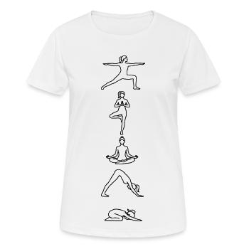 Yoga Flow - 5 postures minimalistes en art lineal - T-shirt respirant Femme - blanc - Devant - AI Model Female 172 dark (172cm)