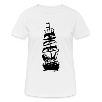 Schiff - Frauen T-Shirt atmungsaktiv - Weiß - Vorne - AI Model Female 172 dark (172cm)