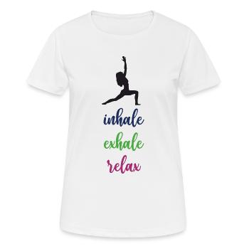 Yoga - Inspirez. Exhaler. Se détendre. - T-shirt respirant Femme - blanc - Devant - AI Model Female 172 dark (172cm)