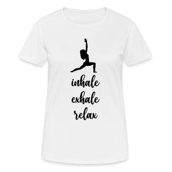 Yoga. Inhaler. Exhaler. Se détendre - T-shirt respirant Femme - blanc - Devant - AI Model Female 172 dark (172cm)
