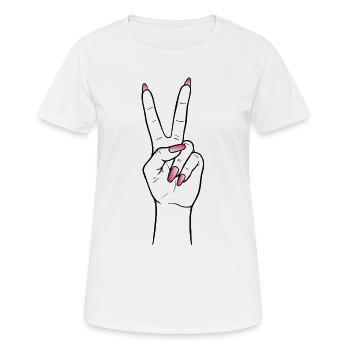 Peace Hand – Feminine Babyboomer Nails Design - Frauen T-Shirt atmungsaktiv - Weiß - Vorne - AI Model Female 172 dark (172cm)
