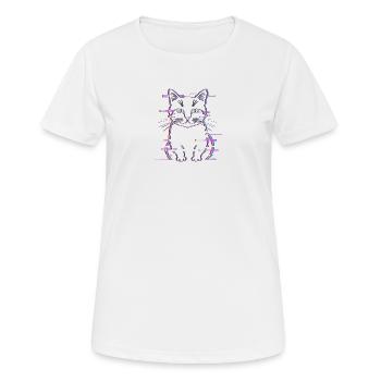 Glitch Cat Cyberpunk – Retro 90s Vaporwave - Women's Breathable T-Shirt - white - Front - AI Model Female 172 dark (172cm)