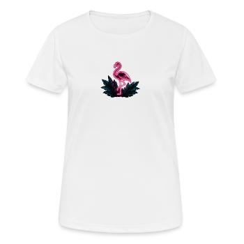 Neon Flamingo Tropisches Leuchten - Frauen T-Shirt atmungsaktiv - Weiß - Vorne - AI Model Female 172 dark (172cm)