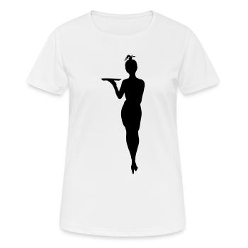 Serveuse difficile avec figurine d’ombre de plateau - T-shirt respirant Femme - blanc - Devant - AI Model Female 172 dark (172cm)