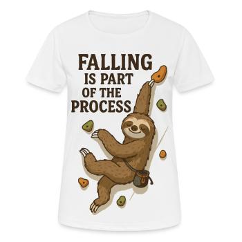 Paresseux en bloc – La chute fait partie du processus - T-shirt respirant Femme - blanc - Devant - AI Model Female 172 dark (172cm)