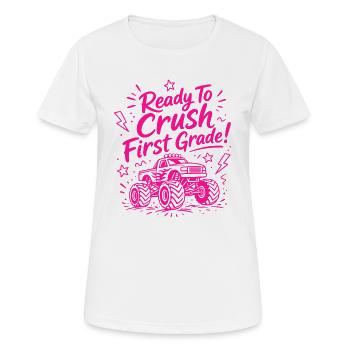 Bereit, die erste Klasse zu zerschlagen – Monster Truck - Frauen T-Shirt atmungsaktiv - Weiß - Vorne - AI Model Female 172 dark (172cm)