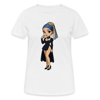 Fille à la boucle d’oreille en perle ChibiSuper déformée - T-shirt respirant Femme - blanc - Devant - AI Model Female 172 dark (172cm)