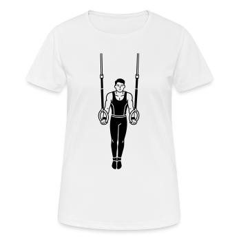 Anneaux de gymnastique - T-shirt respirant Femme - blanc - Devant - AI Model Female 172 dark (172cm)