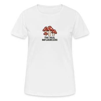 Champignons Influenceurs Réels - T-shirt respirant Femme - blanc - Devant - AI Model Female 172 dark (172cm)
