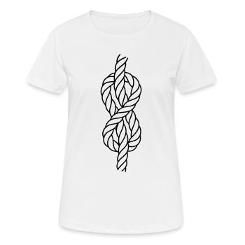 Nœud en forme de huit noeud grimpant - T-shirt respirant Femme - blanc - Devant - AI Model Female 172 dark (172cm)
