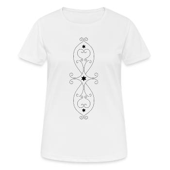 Motif d’étoiles symétrique - T-shirt respirant Femme - blanc - Devant - AI Model Female 172 dark (172cm)