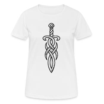 Dagger Celtic Knot Sword Medieval - Women's Breathable T-Shirt - white - Front - AI Model Female 172 dark (172cm)