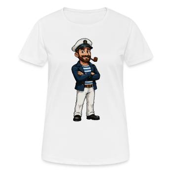 Kapitän mit Pfeife Cartoon - Frauen T-Shirt atmungsaktiv - Weiß - Vorne - AI Model Female 172 dark (172cm)