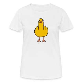 Naughty Duck Middle Finger | Funny Cartoon Duck - Women's Breathable T-Shirt - white - Front - AI Model Female 172 dark (172cm)