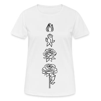 Black flower hatching - Women's Breathable T-Shirt - white - Front - AI Model Female 172 dark (172cm)